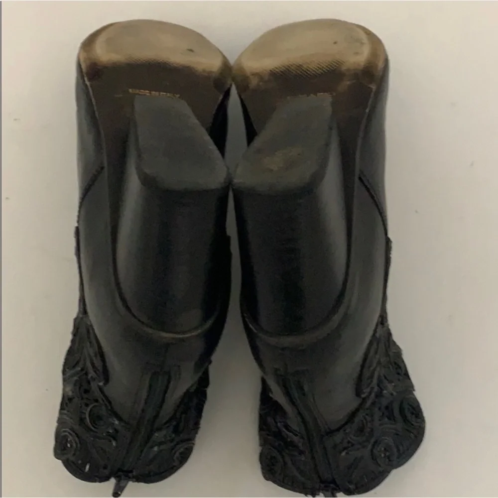 Authentic Via Spiga designer black leather wedge boots size 9.5